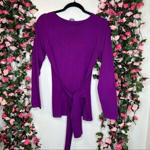 🌹Emme Marella Purple Scoopneck Sweater Womens XS Tie Up Back Work Office WFH